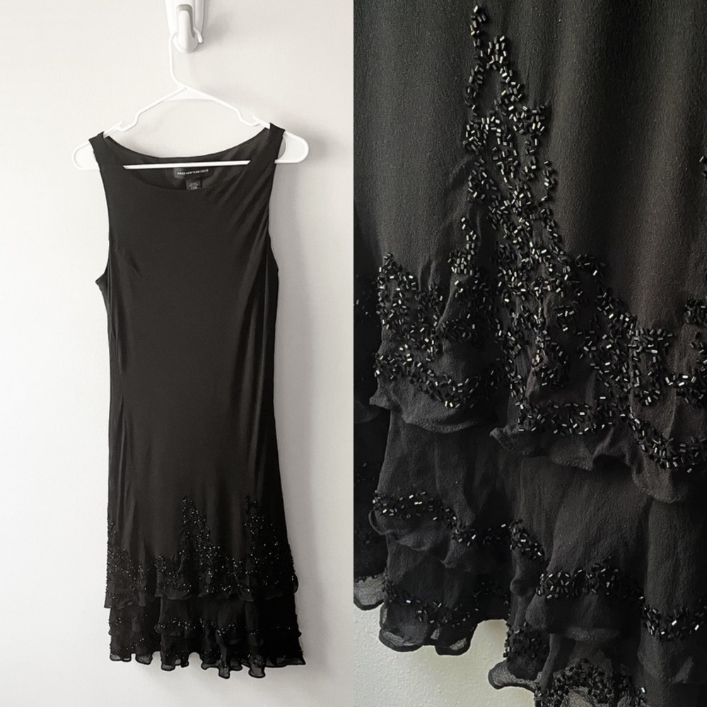 Sequined Vintage Black 100% Silk Dress by Jones New York